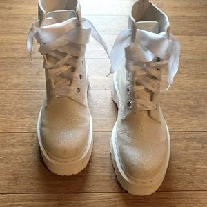 RARE White Fine Glitter Dr. Martens Boots